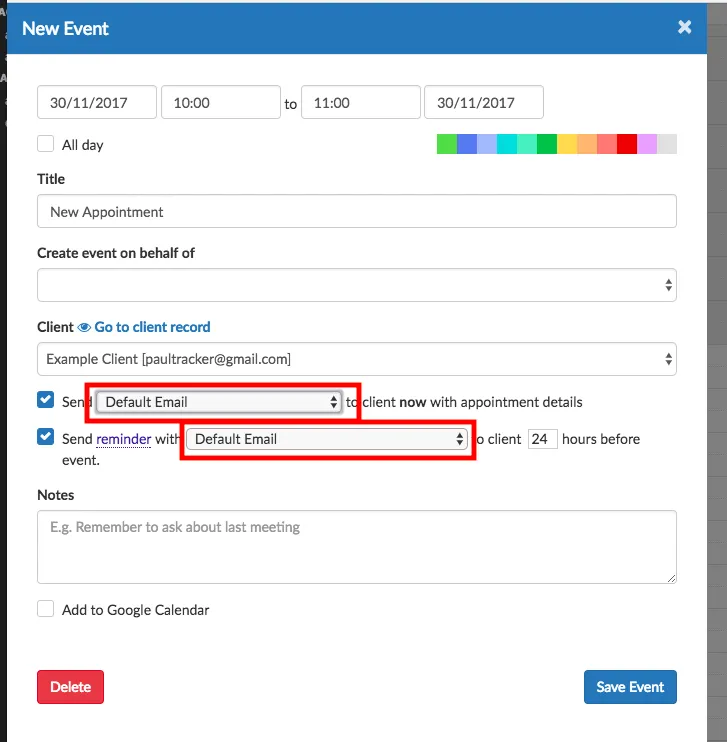 example dropdowns